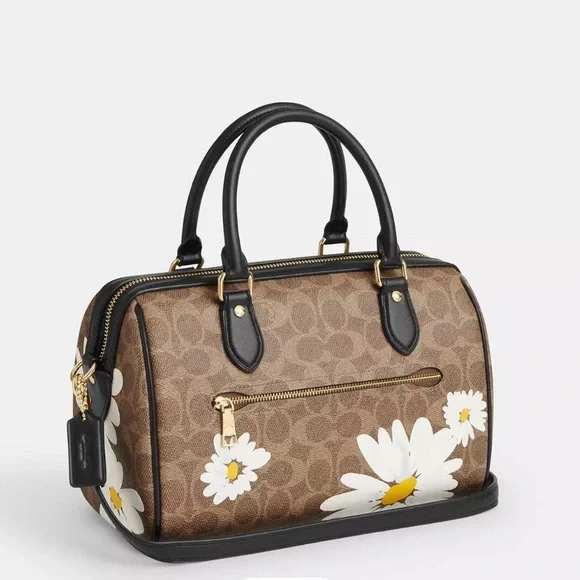 NWT💃Coach Rowan Satchel/Crossbody Bag In Signature Canvas With Floral Print - Picture 8 of 10